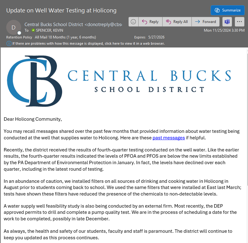 Holicong November Email